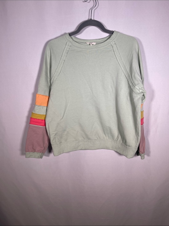 easel Tops - EASEL WOMENS BOUTIQUE GREEN BLOUSE MULTICOLOR STRIPE SLEEVES SMALL